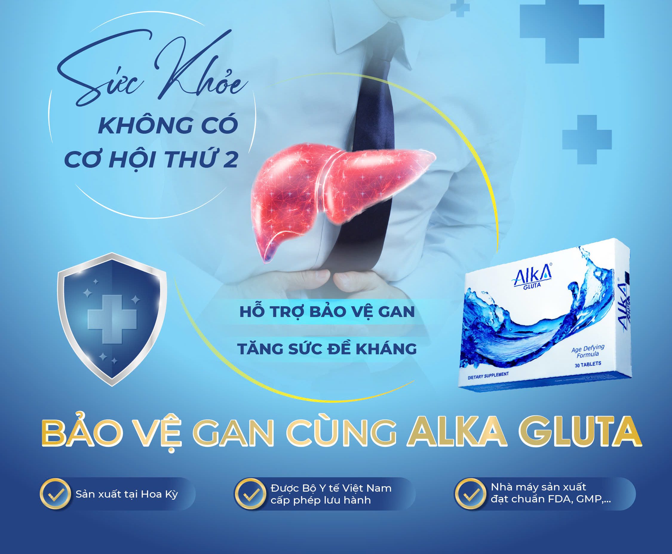 Bảo vệ gan chủ động từ bên trong cùng Alka Gluta.